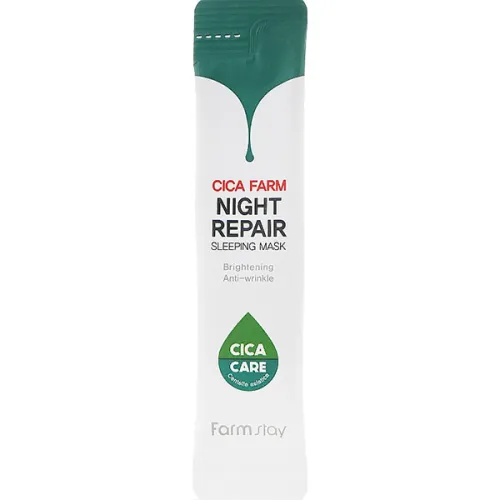 Успокаивающая ночная маска для лица FarmStay Cica Farm Night Repair Sleeping Mask с центеллой, 4 мл.