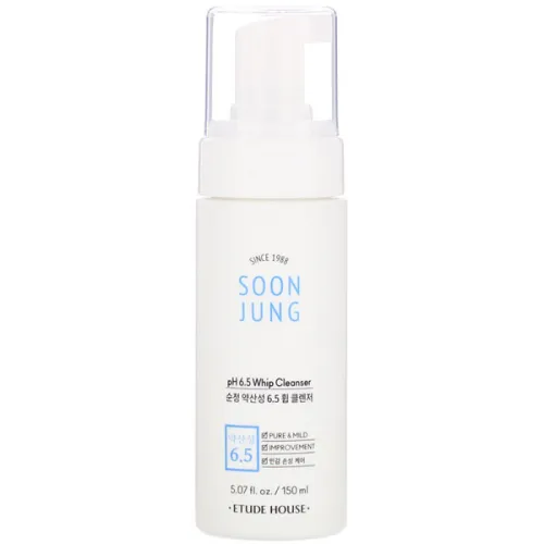 Пенка-мусс для умывания для чувствительной кожи лица Etude House Soon Jung PH 6.5 Whip Cleanser, 150 мл.