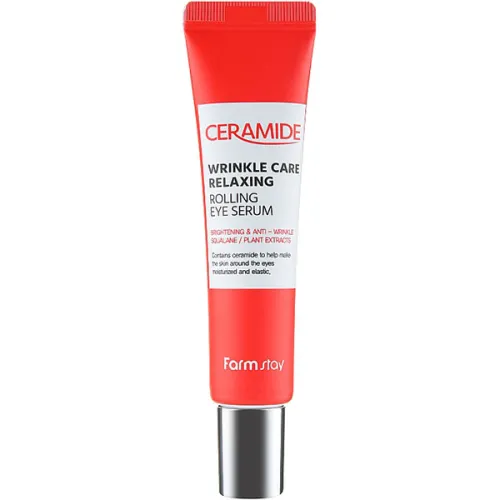 Антивікова розслаблююча сироватка для шкіри навколо очей FarmStay Ceramide Wrinkle Care Relaxing Rolling Eye Serum з