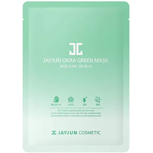 Тканевая маска для лица JayJun Okra Green Mask с экстрактом бамии и комплексом зеленых трав, 20 мл.