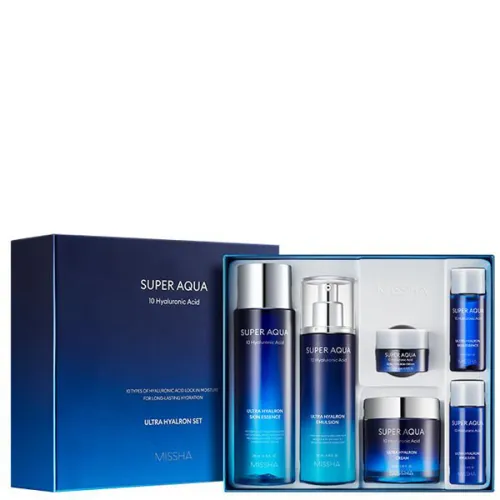 Набір для обличчя Missha Super Aqua Ultra Hyalron 6 Set з 10 видами гіалуронової кислоти