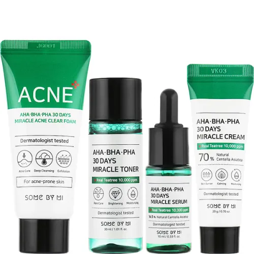 Набор миниатюр кислотных средств для проблемной кожи лица Some By Mi AHA-BHA-PHA 30 Days Miracle AC SOS Kit​
