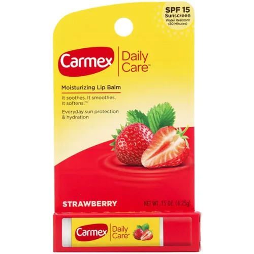 Бальзам для губ у стіку «полуниця» Carmex Strawberry Stick Lip Balm SPF15, 4.25 г. без уп.