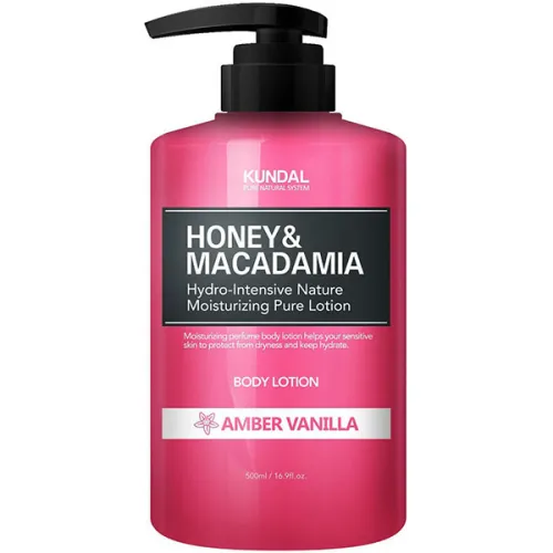 Лосьйон для тіла «бурштинова ваніль» Kundal Honey & Macadamia Body Lotion Amber Vanilla, 500 мл.