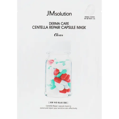 Заспокійлива маска для обличчя JMsolution Derma Care Centella Repair Capsule Mask Clear з екстрактом центели, 30 мл.