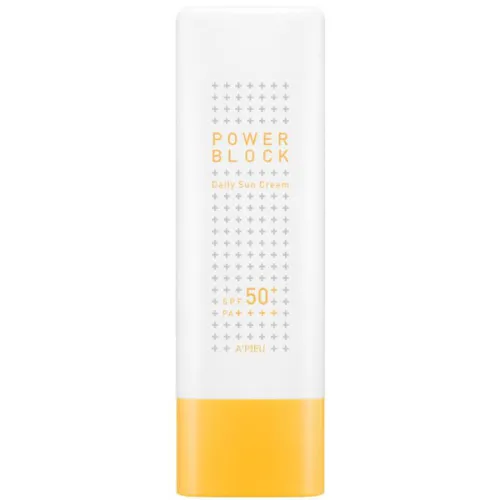 Солнцезащитная крем-эссенция для лица A’pieu Power Block Essence Sun Cream SPF50+/ PA++++ с экстрактом центеллы, 50 мл.