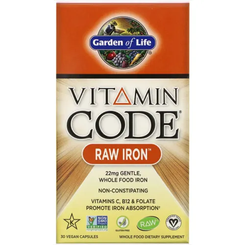 Сырое железо Garden of Life Vitamin Code Raw Iron с витамином С, B12 и фолаты