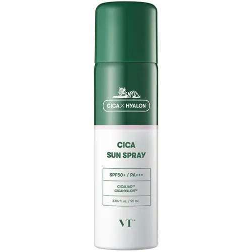 Сонцезахисний спрей для чутливої шкіри обличчя VT Cosmetics Cica Sun Spray SPF50+ PA+++ з екстрактом центели, 90 мл.