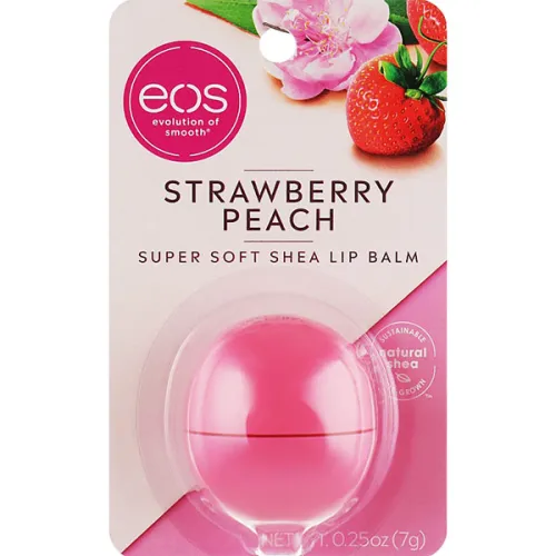 Органічний бальзам для губ «полуниця і персик» EOS Super Soft Shea Lip Balm Strawberry Peach, 7 г.