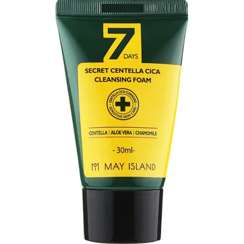 Очищуюча пінка для чутливої шкіри обличчя May Island 7 Days Secret Centella Cica Cleansing Foam, 30 мл.