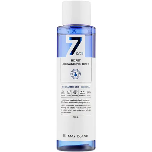 Тонер для обличчя «4 види гіалурону» May Island 7 Days Secret 4D Hyaluronic Toner, 155 мл.