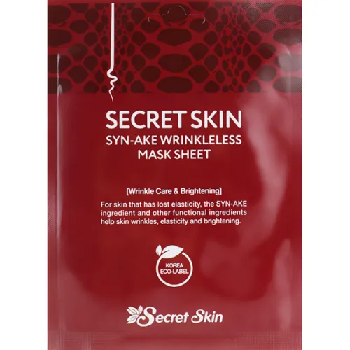 Тканинна маска для обличчя Secret Skin Syn-Ake Wrinkless Mask Sheet з пептидом зміїної отрути, 20 г.