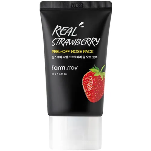 Маска-плівка для носа FarmStay Real Strawberry Peel-Off Nose Pack з екстрактом полуниці, 60 г.