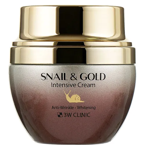 Интенсивный крем для лица 3W Clinic Gold & Snail Intensive Care Cream с муцином улитки и коллоидным золотом, 50 г.