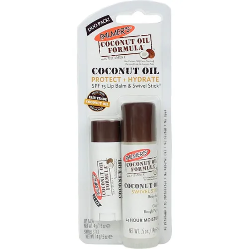 Набір для губ Palmer’s Coconut Oil Formula Lip Balm SPF15 & Swivel Stick з кокосовою олією та вітаміном Е, 4 г. + 14 г.