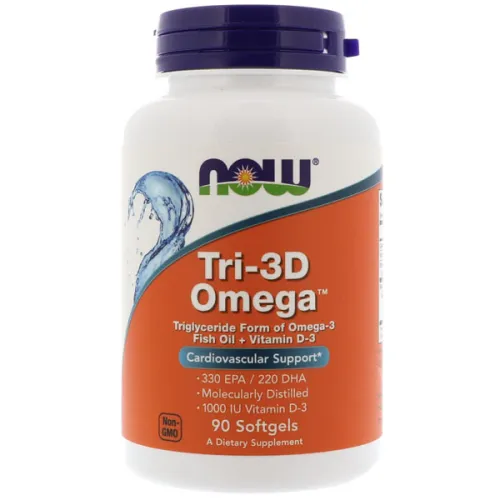 Рыбий жир + витамин D3 Now Foods Tri-3D Omega, 1000 мг. + 25 мкг.