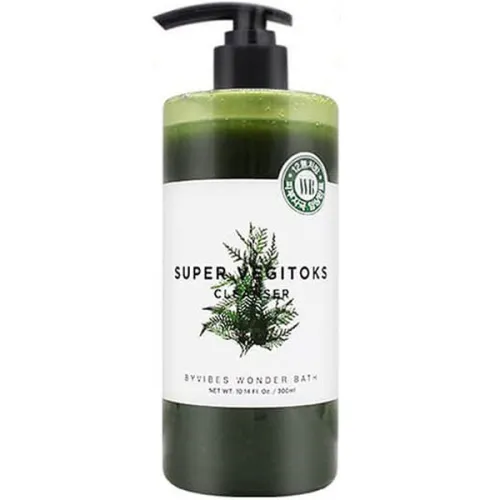 Увлажняющий детокс-гель для умывания Wonder Bath Super Vegitoks Cleanser Green с экстрактом хлореллы, 300 мл.