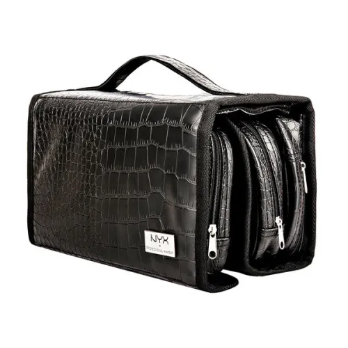 Большая черная косметичка NYX Black Croc Deluxe Travel Bag