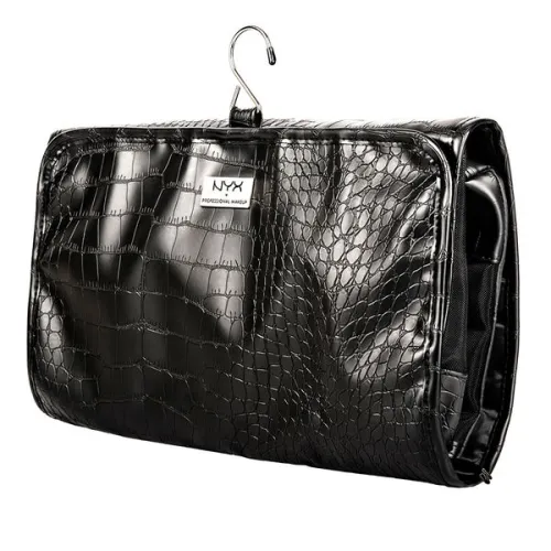 Большая дорожная черная косметичка NYX Black Croc Travel Bag