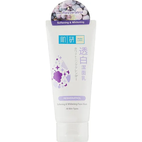 Выравнивающая тон крем-пенка для умывания Hada Labo Resveratrol Softening & Whitening Face Wash с ресвератролом, 100 г.