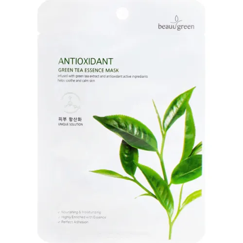 Эссенциальная маска для лица Beauugreen Antioxidant Green Tea Essence Mask с экстрактом зеленого чая, 23 мл.
