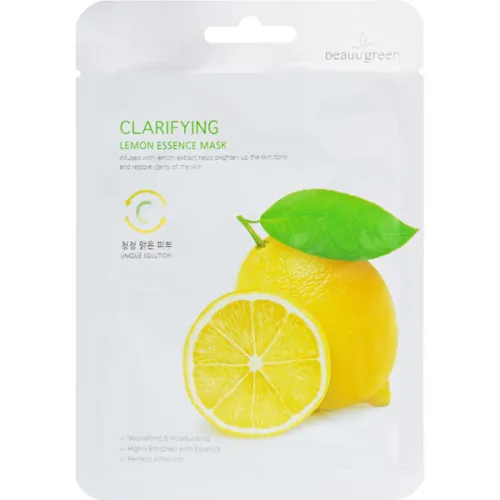 Есенціальна маска для обличчя Beauugreen Lemon Essence Mask з екстрактом лимона, 23 мл.
