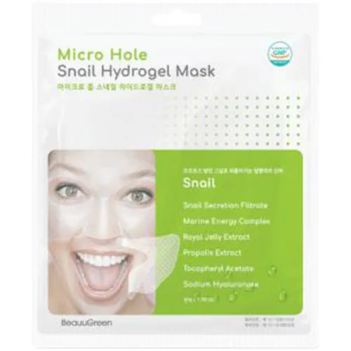 Гідрогелева маска для обличчя Beauugreen Micro Hole Snail Hydrogel Mask з муцином равлика, 28 г.