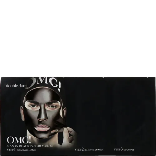Трикомпонентний комплекс чоловічих масок Double Dare OMG! Man In Black Peel Off Mask Kit з колагеном «пом’якшення та