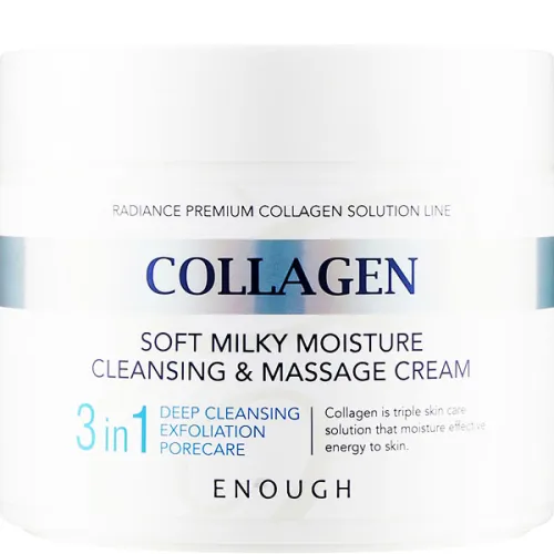 Очищувальний масажний крем для обличчя та тіла Enough Collagen Soft Milky Moisture Cleansing & Massage Cream, 300 г.