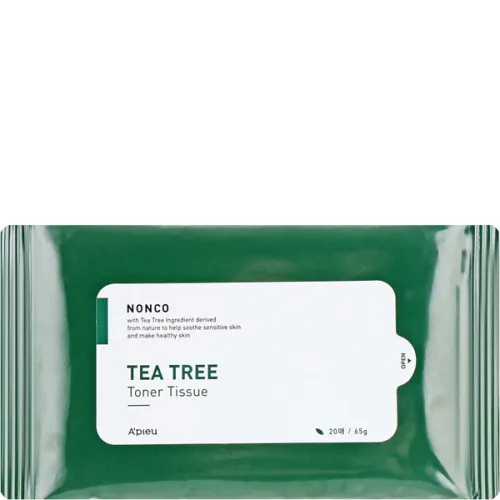 Серветки-тонер для проблемної шкіри обличчя A’pieu Nonco Tea Tree Toner Tissue з олією чайного дерева