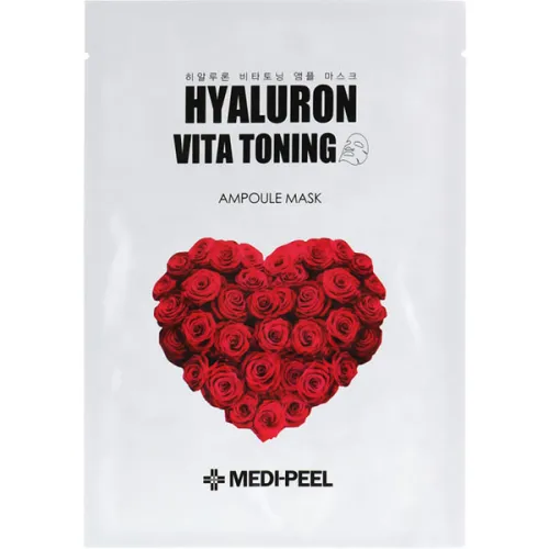 Тканевая маска для выравнивания тона кожи лица Medi Peel Hyaluron Vita Toning Ampoule Mask с пептидами, 30 мл.