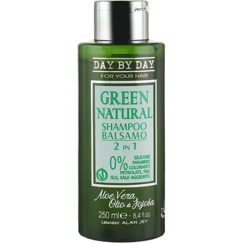Шампунь-бальзам для волосся 2в1 Alan Jey Green Natural Shampoo Balsam з маслом жожоба та алое вера, 250 мл.