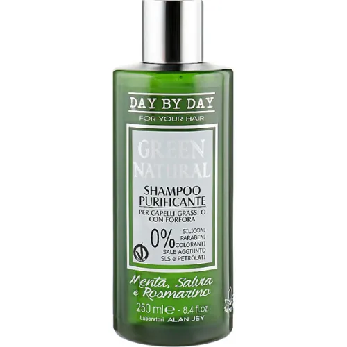 Очищающий шампунь для жирных волос и волос Alan Jey Green Natural Shampoo Purficante с жирной перхотью, 250 мл.