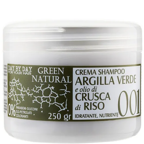 Крем-шампунь Alan Jey Green Natural Crema Shampoo Argilla Verde & Crusca di Riso с зеленой глиной и маслом рисовых отрубей