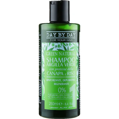 Шампунь для волос Alan Jey Green Natural Shampoo Canapa & Rico с зеленой глиной, протеинами конопли и риса, 250 мл.