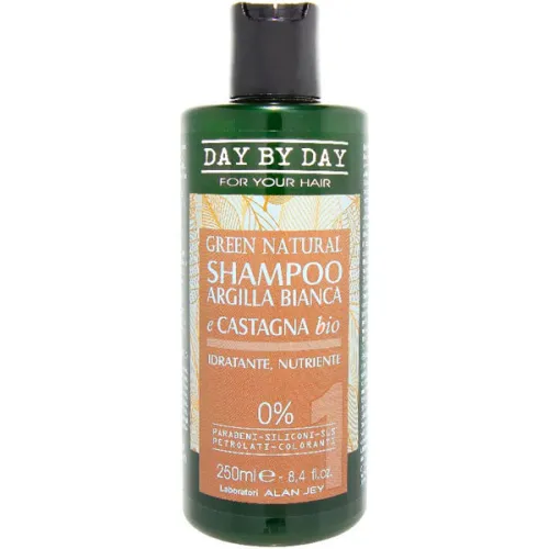 Шампунь для волос Alan Jey Green Natural Shampoo Argilla Bianca & Castagna с белой глиной и экстрактом каштана, 250 мл.