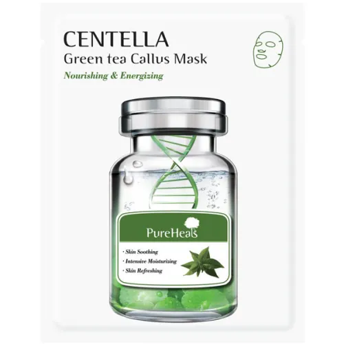 Відновлююча тканинна маска для обличчя PureHeal’s Centella Green Tea Callus Mask з екстрактом центели і зеленого чаю, 25 г.