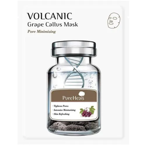 Тканевая маска для лица PureHeal’s Volcanic Grape Callus Mask с вулканическим пеплом, 25 г.