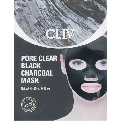 Тканевая маска для лица CLIV Pore Clear Black Charcoal Mask с черным углем, 25 г.