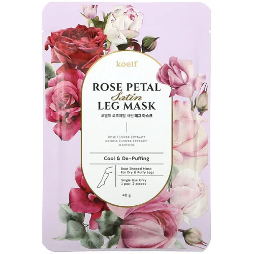 Протинабрякова маска-гольфи для ніг Koelf Rose Petal Satin Leg Mask, 40 г.