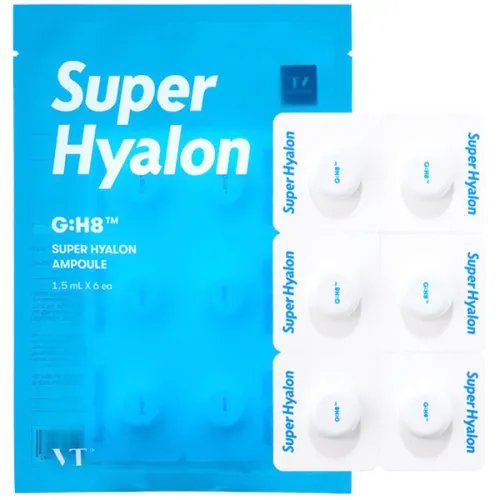 Увлажняющая ампульная сыворотка для лица VT Cosmetics Super Hyalon Ampoule с гиалуроновой кислотой, 6 шт. х 1.5 мл.