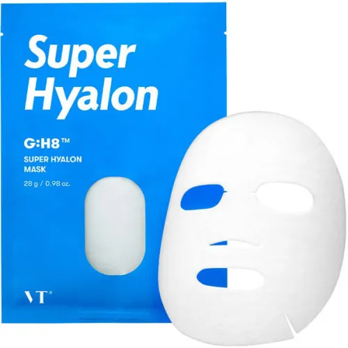 Зволожуюча ампульна тканинна маска для обличчя VT Cosmetics Super Hyalon Mask з гіалуроновою кислотою, 28 г.