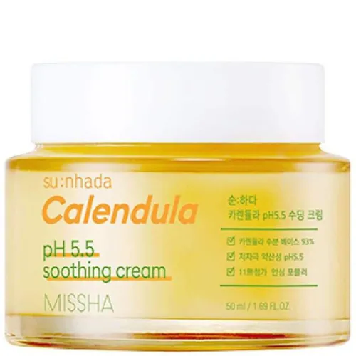Успокаивающий крем для лица Missha Su:Nhada Calendula pH 5.5 Soothing Cream с экстрактом календулы, 50 мл.