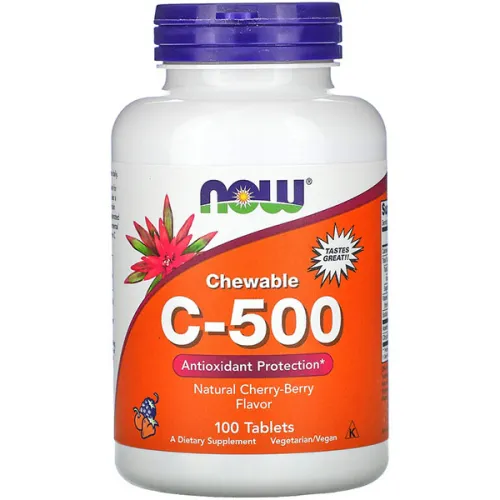 Жевательный витамин C Now Foods Chewable C-500 со вкусом вишни и ягод, 500 мг.