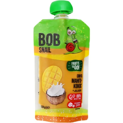 Смузи манго-кокос и лимон Bob Snail Smoothie Mango-Coconut & Lemon, 120 г.