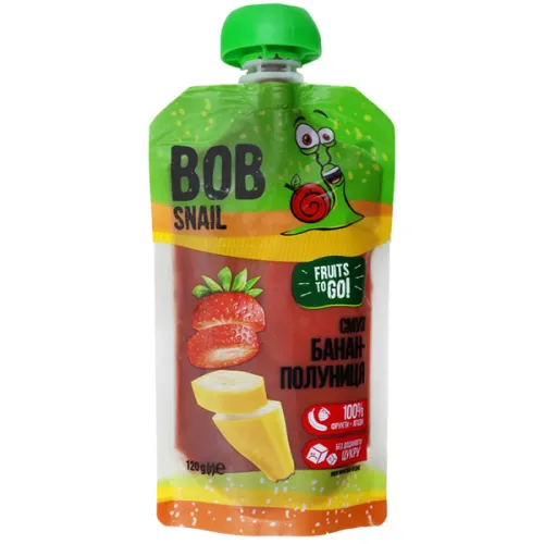 Смузі банан та полуниця Bob Snail Smoothie Banana & Strawberry, 120 г.