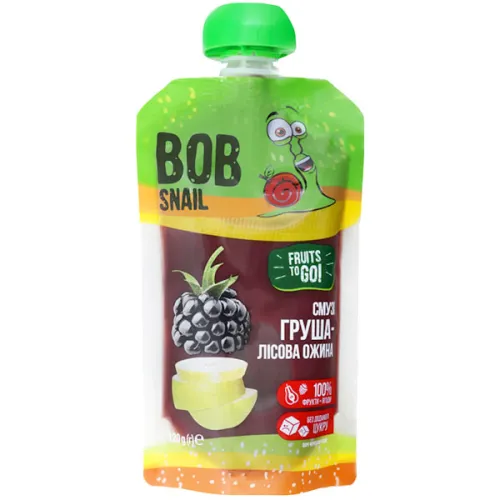 Смузі груша та ожина Bob Snail Smoothie Pear & Blackberry, 120 г.