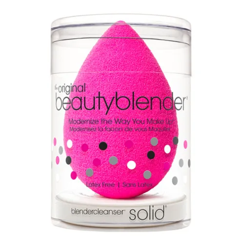 Розовый спонж и cредство для очищения Beauty Blender Original Sponge and Mini Blender Cleanser Solid