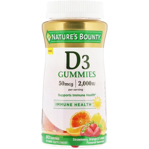 Жевательный витамин D3 Nature’s Bounty Vitamin D3 Gummies Strawberry Orange & Lemon Flavored 50 mcg со вкусом клубники
