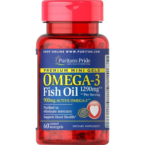 Рыбий жир в мини-капсулах Puritan’s Pride Omega-3 Fish Oil 1290 mg Mini Gels, 1290 мг. и 900 мг.